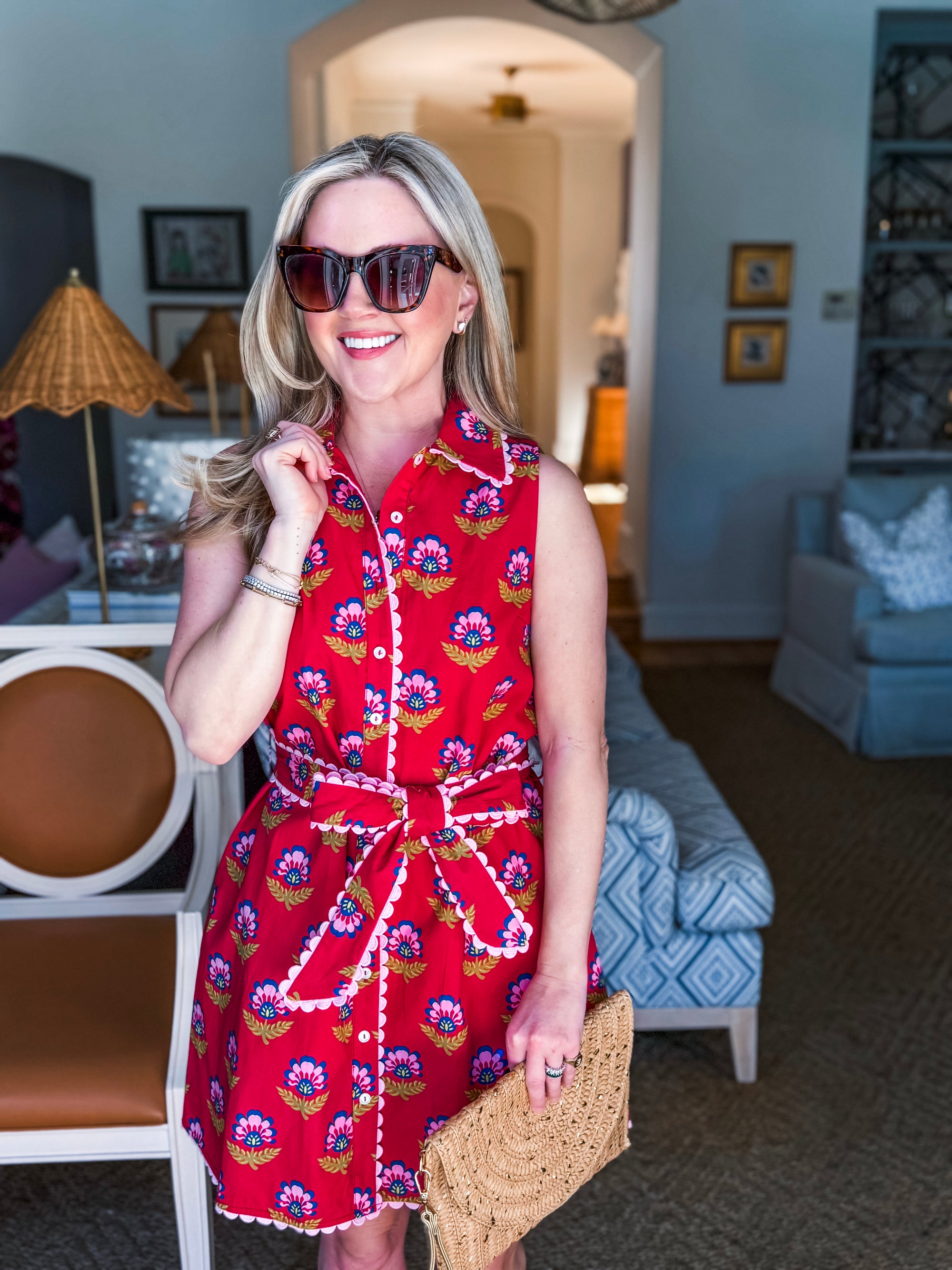 Meet-Cute Belted Floral Dress