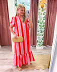 Sail Into Summer Midi Dress-Orange Pink