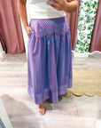 Breton Midi Skirt-Peri/Red