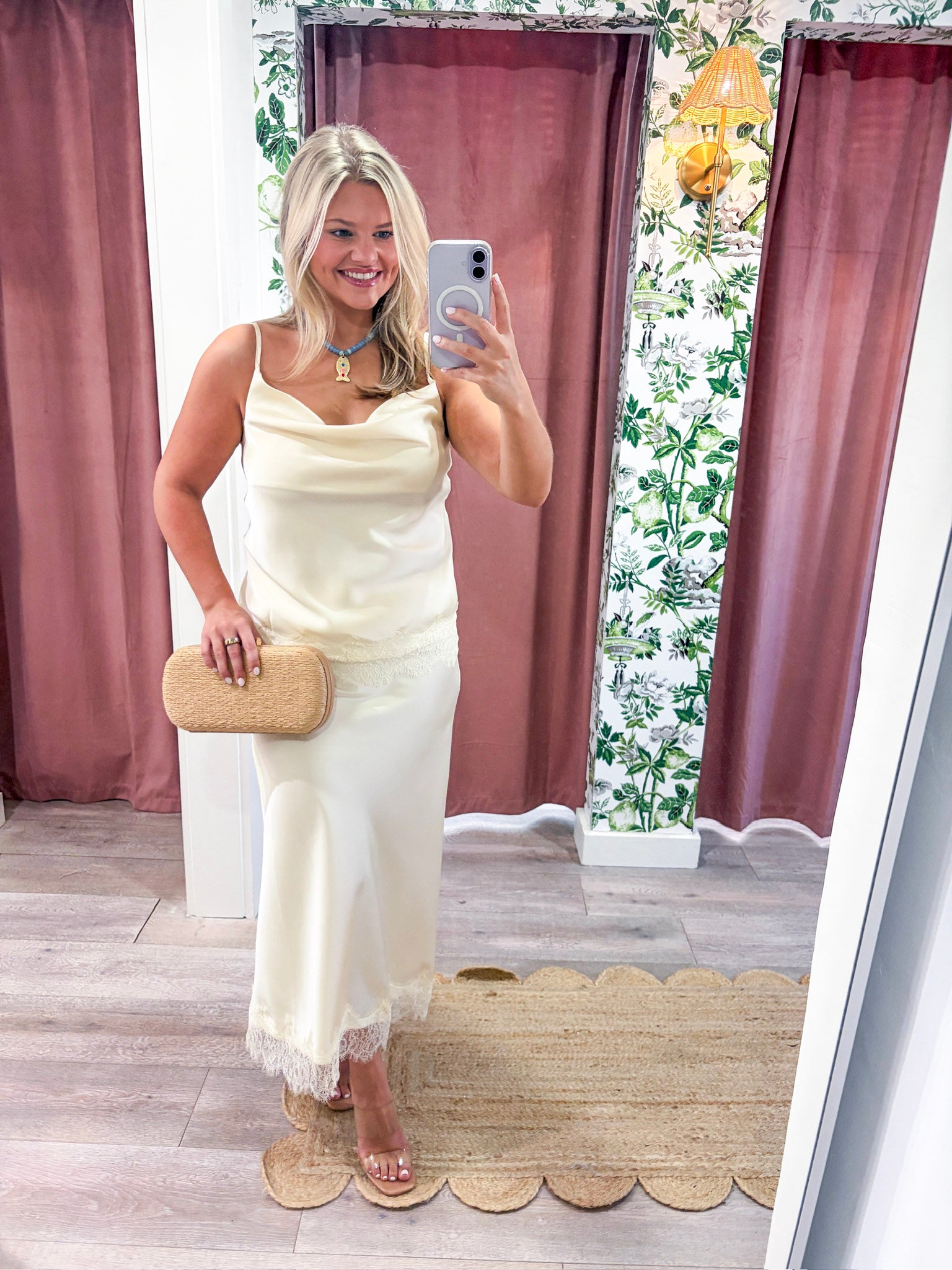 Lace Allure Midi Skirt-Cream