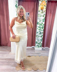 Lace Allure Midi Skirt-Cream