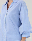 Chalet Button Down Top-Blue/White