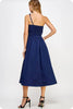 Flower Bow Midi Dress- Navy