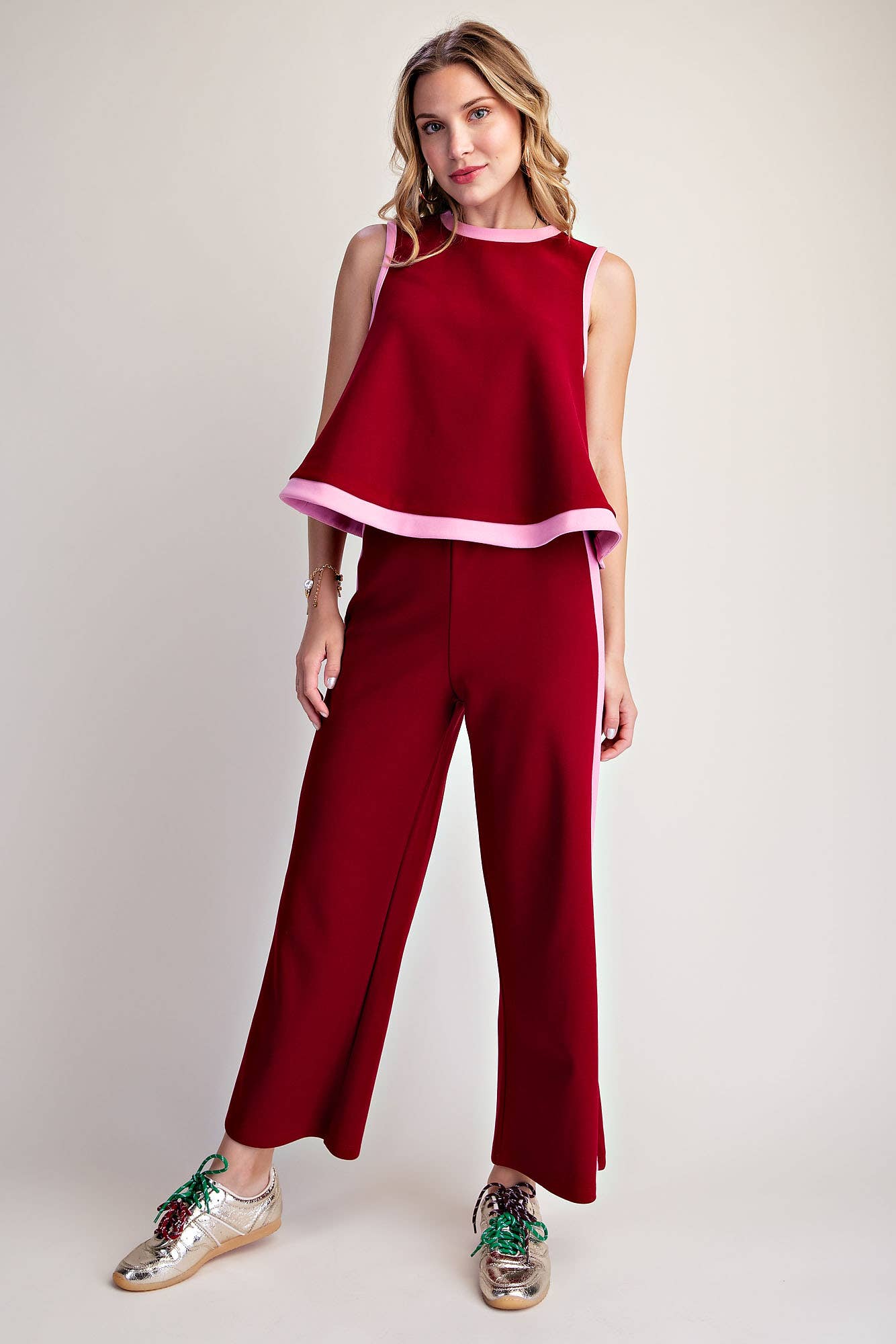 Soft Motion Knit Top-Burgundy