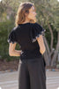 Heart Flutter Knit Top- Black