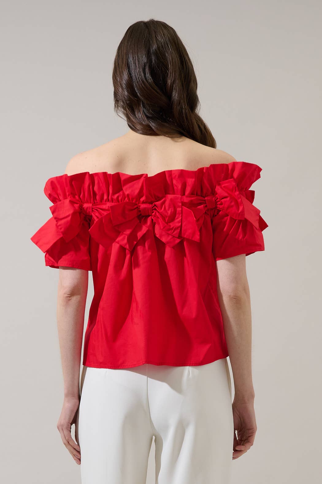Great Night Off Shoulder Top-Red