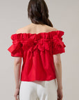 Great Night Off Shoulder Top-Red