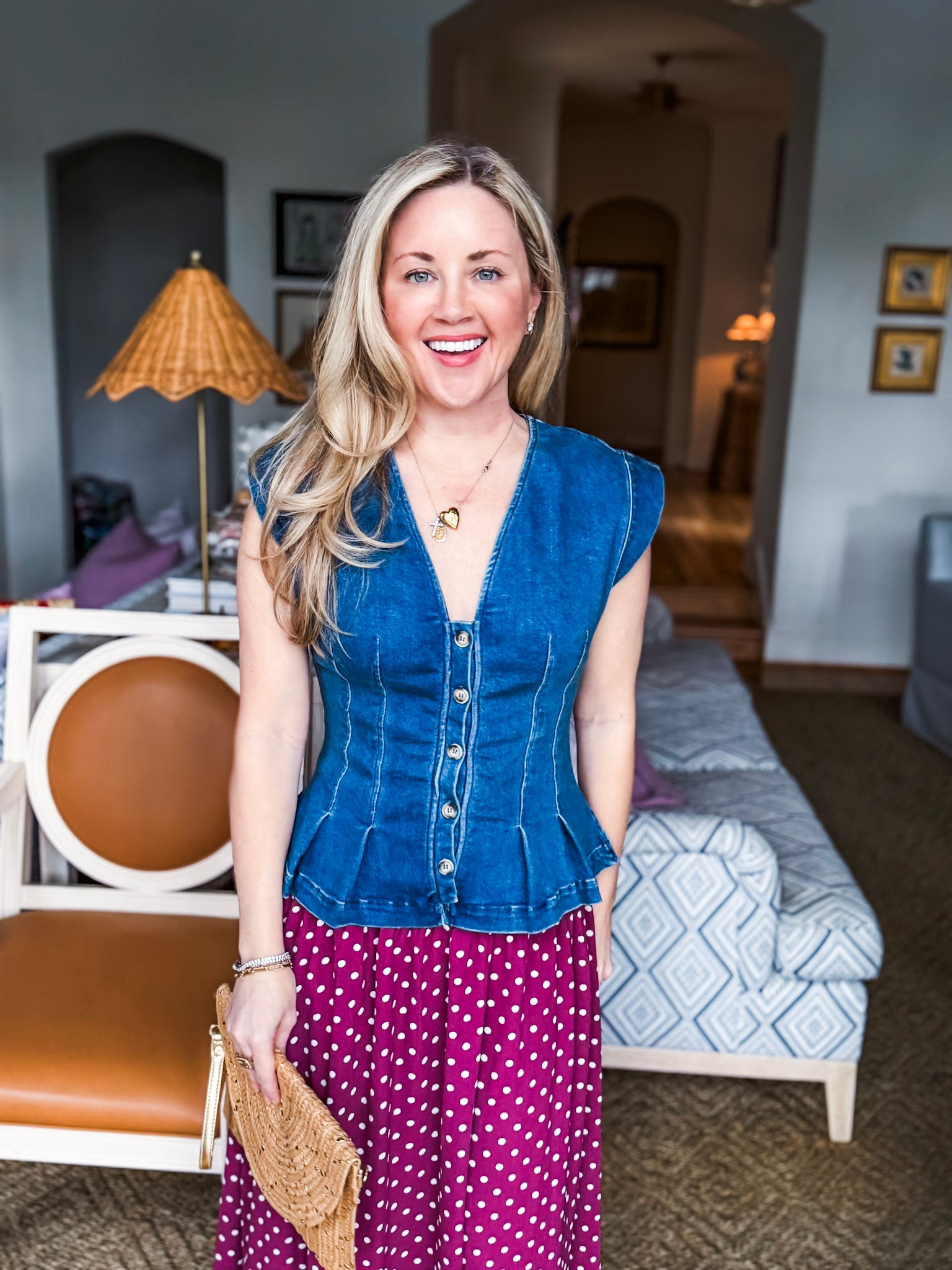 Best in Show Denim Peplum Top