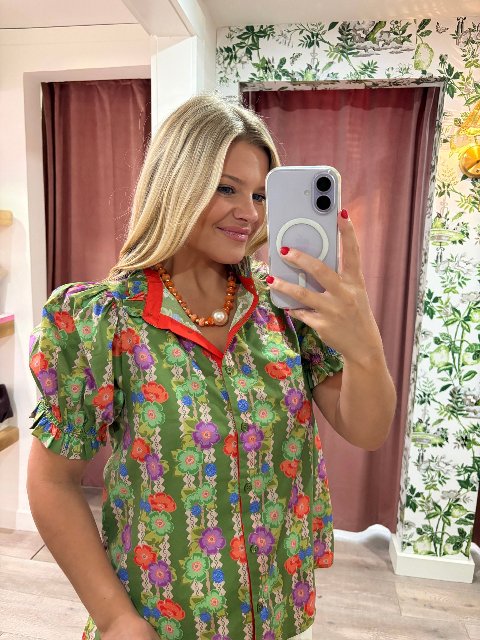 Ellie Floral Button Down Top