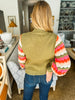 Color Play Knitted Sweater- Olive