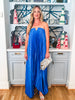 Moonglade Pleated Maxi Dress-Blue Quartz