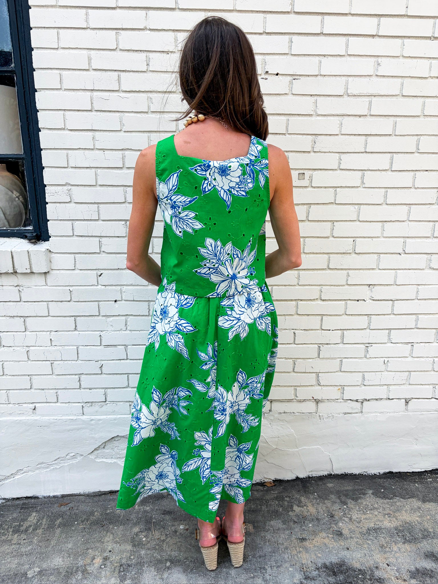 Soft Bloom Midi Skirt-Green