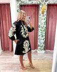 Isla Floral Baroque Dress-Black