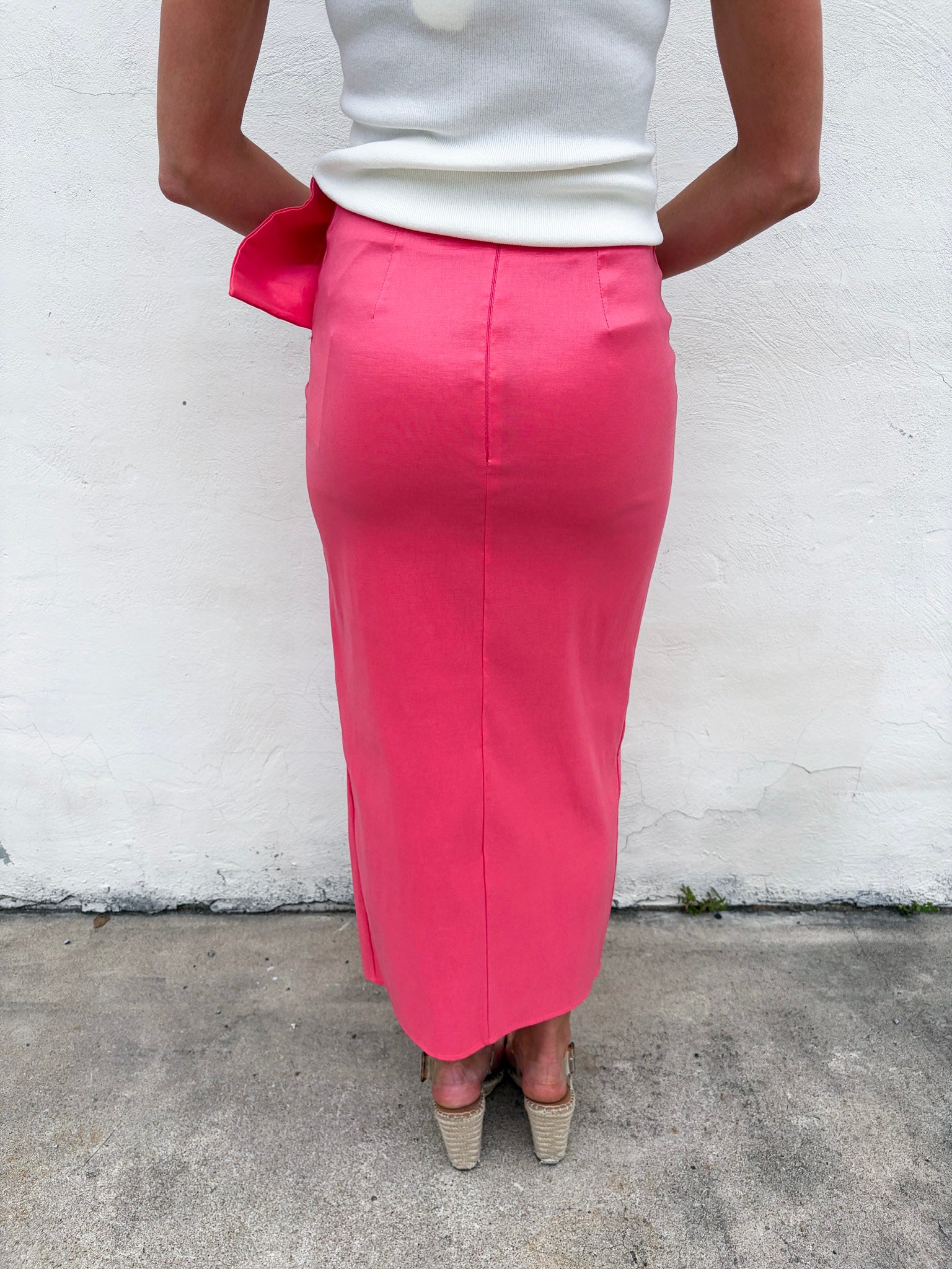 Coral Crush Midi Skirt