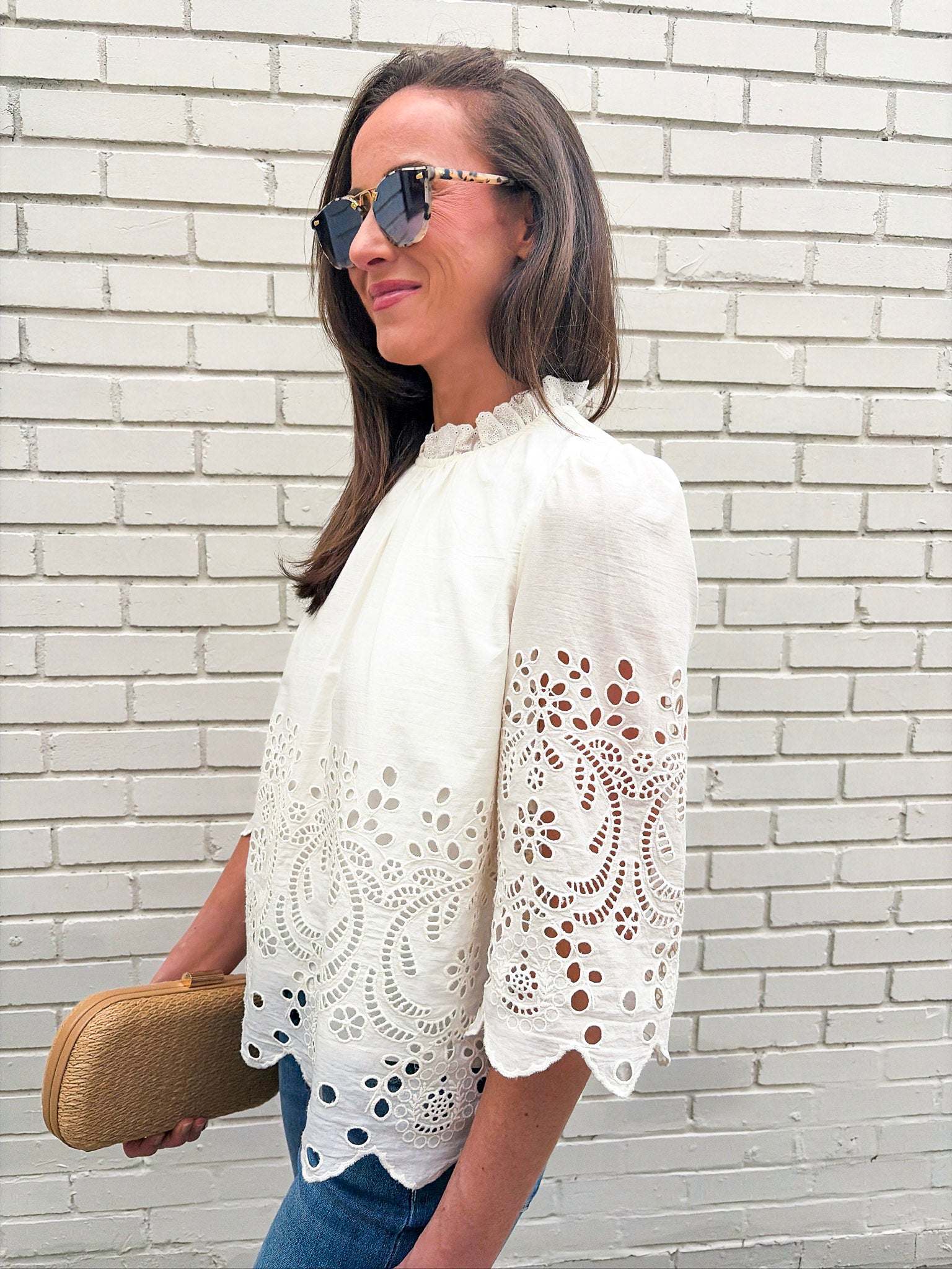 Baby's Breath Floral Eyelet Top