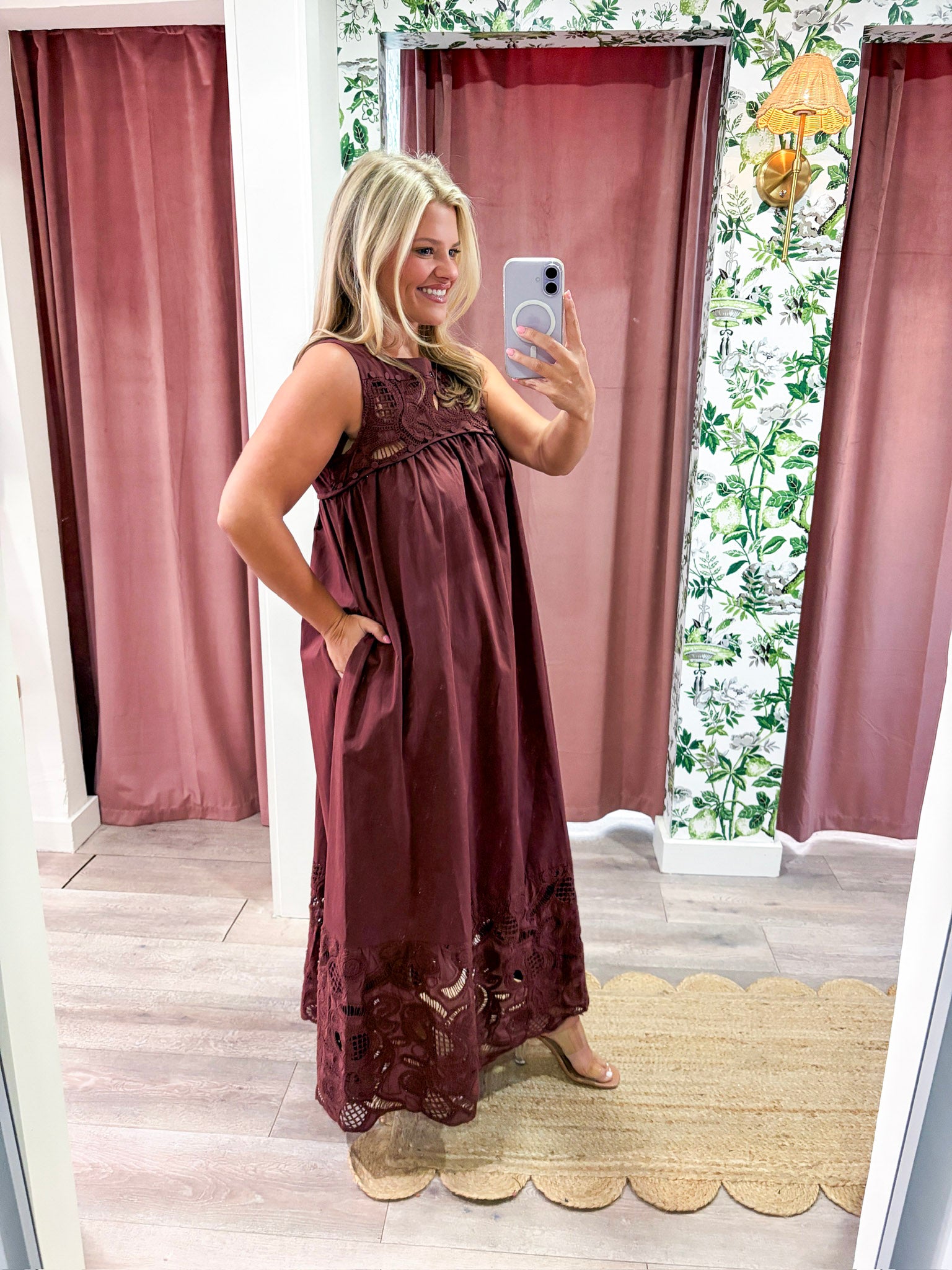 Desert Breeze Lace Maxi Dress-Chocolate
