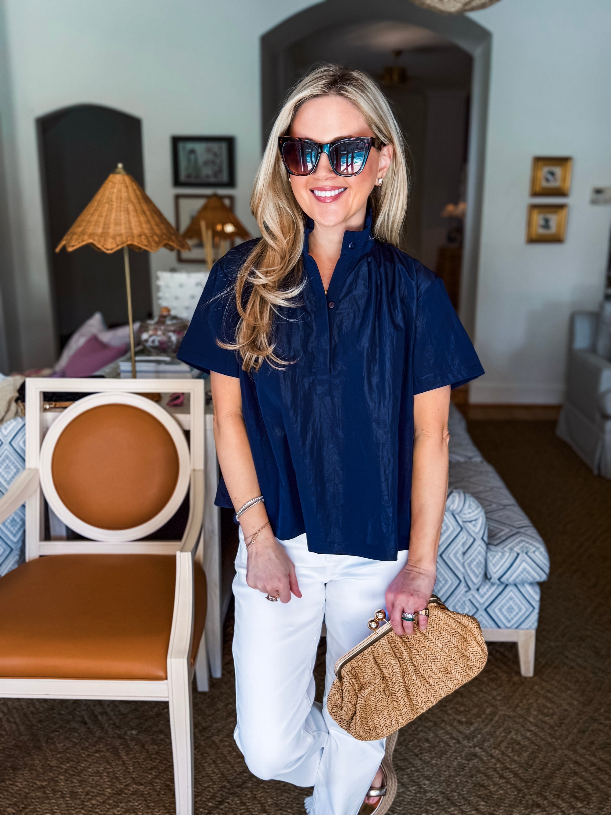 Better Basic Collared Top-Navy