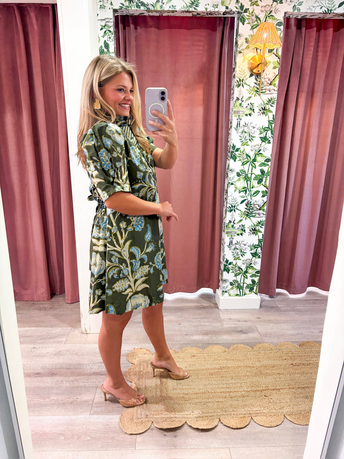 Bellemont Floral Mini Dress-Olive