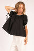 Macaron Puff Sleeve Top- Black