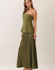 Satin Siren Maxi Dress-Olive