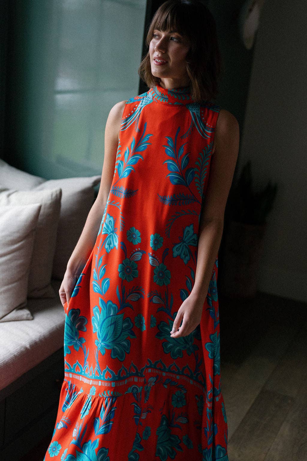 Sunset Coral Maxi Dress