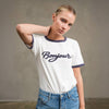 Bonjour Embroidered Ringer Tee