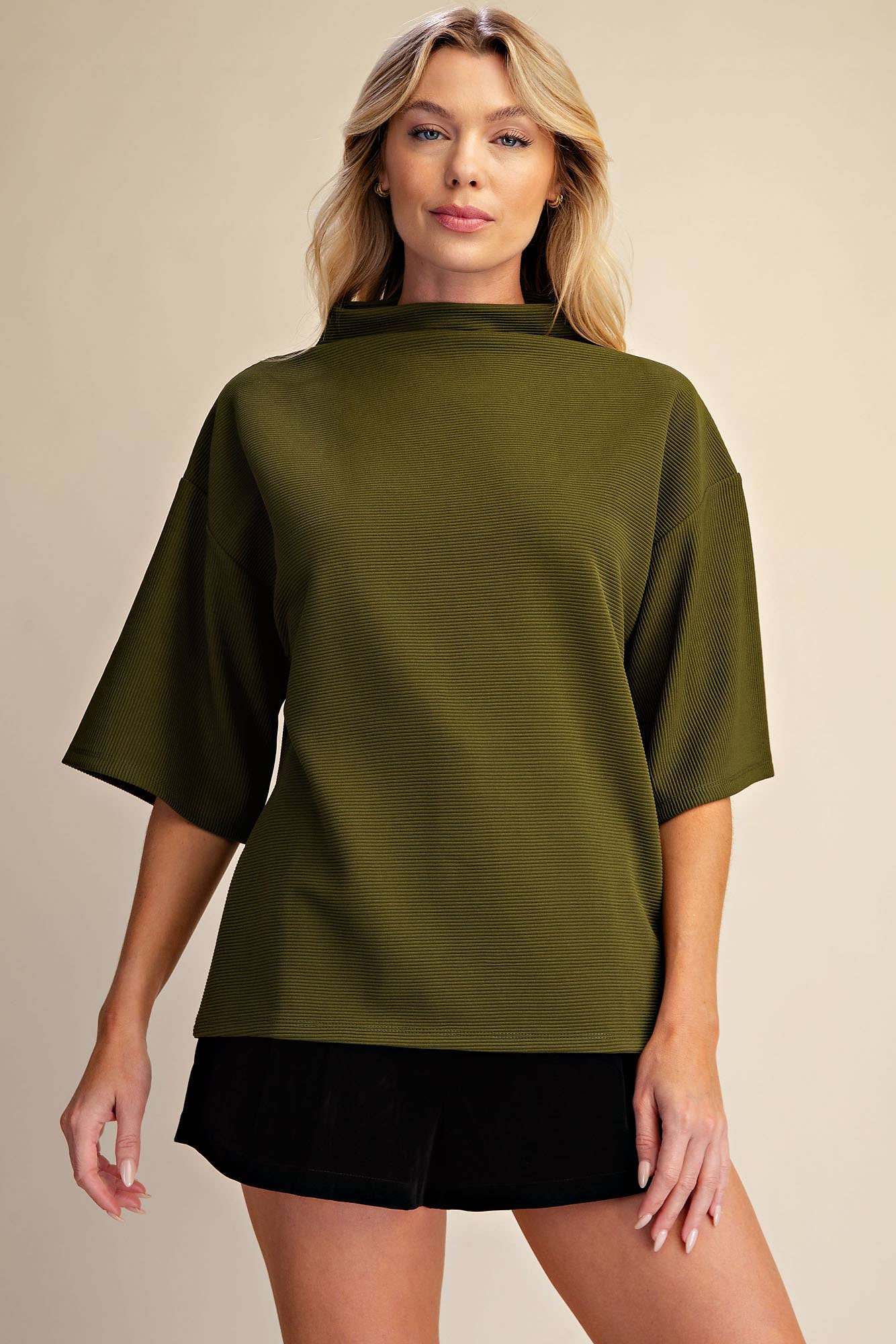Old Mill Mock Neck Top-Olive