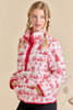 Christmas Toile Printed Quilted Jacket-Red