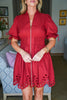 Petals And Pinot Eyelet Mini Dress-Brick