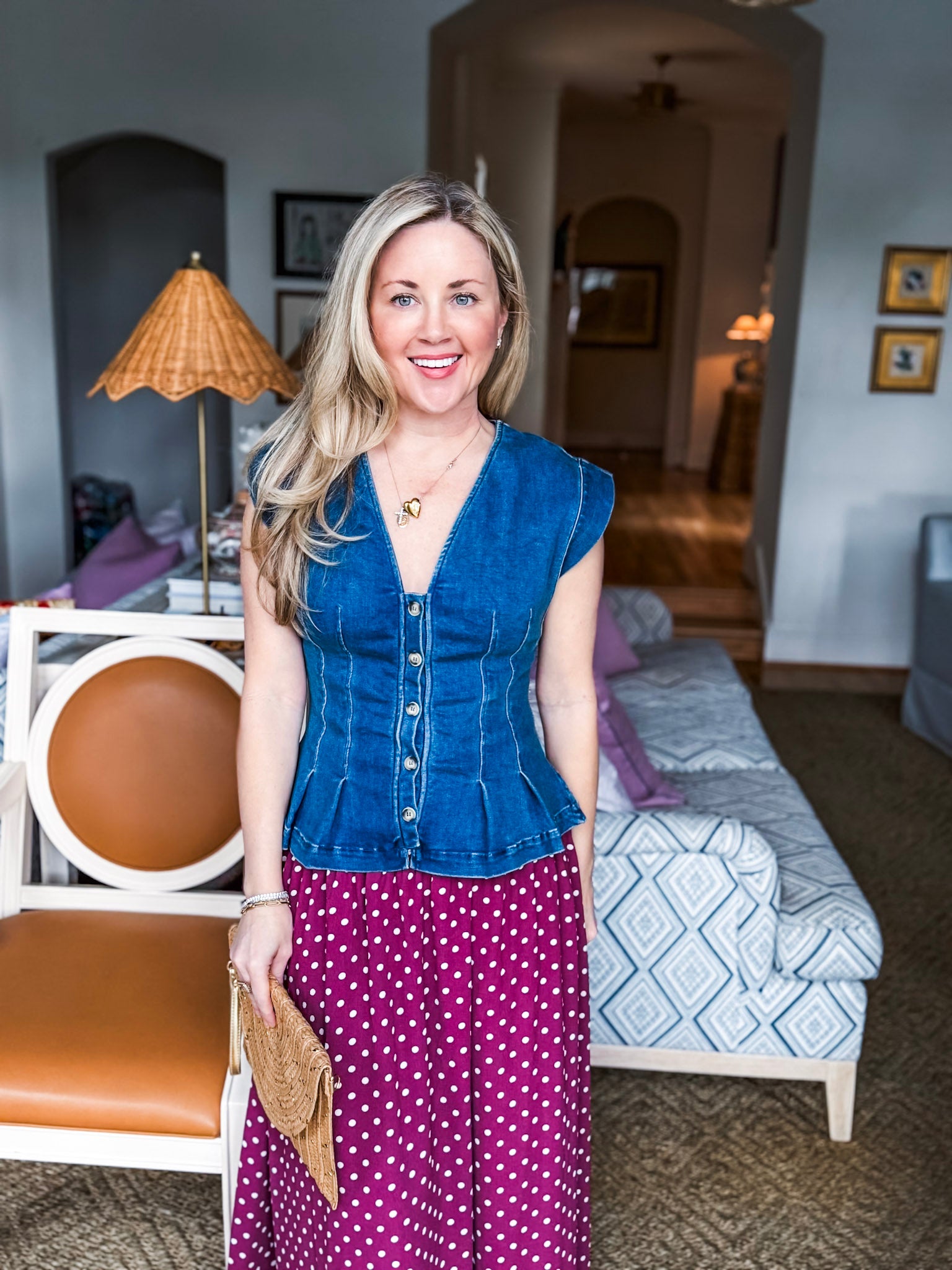 Best in Show Denim Peplum Top