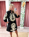 Isla Floral Baroque Dress-Black