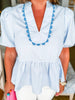 Pure Perfection Puff Sleeve Top-Light Blue
