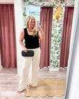 Lila Scallop Knit Top-Black