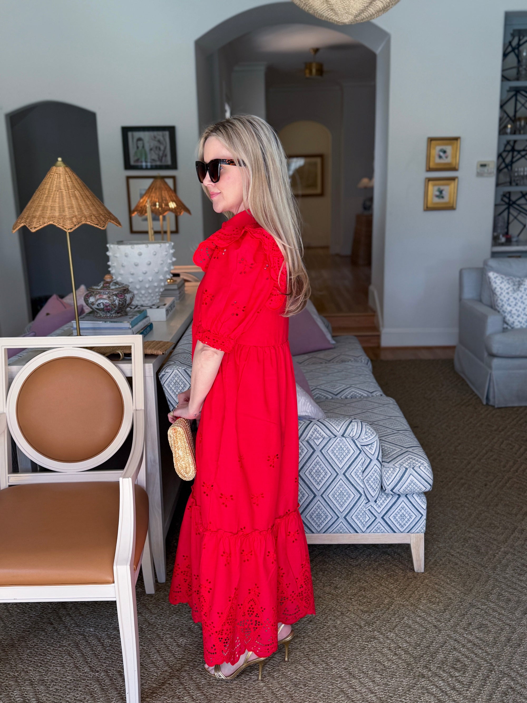 Delicate Eyelets Midi Dress