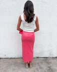 Coral Crush Midi Skirt