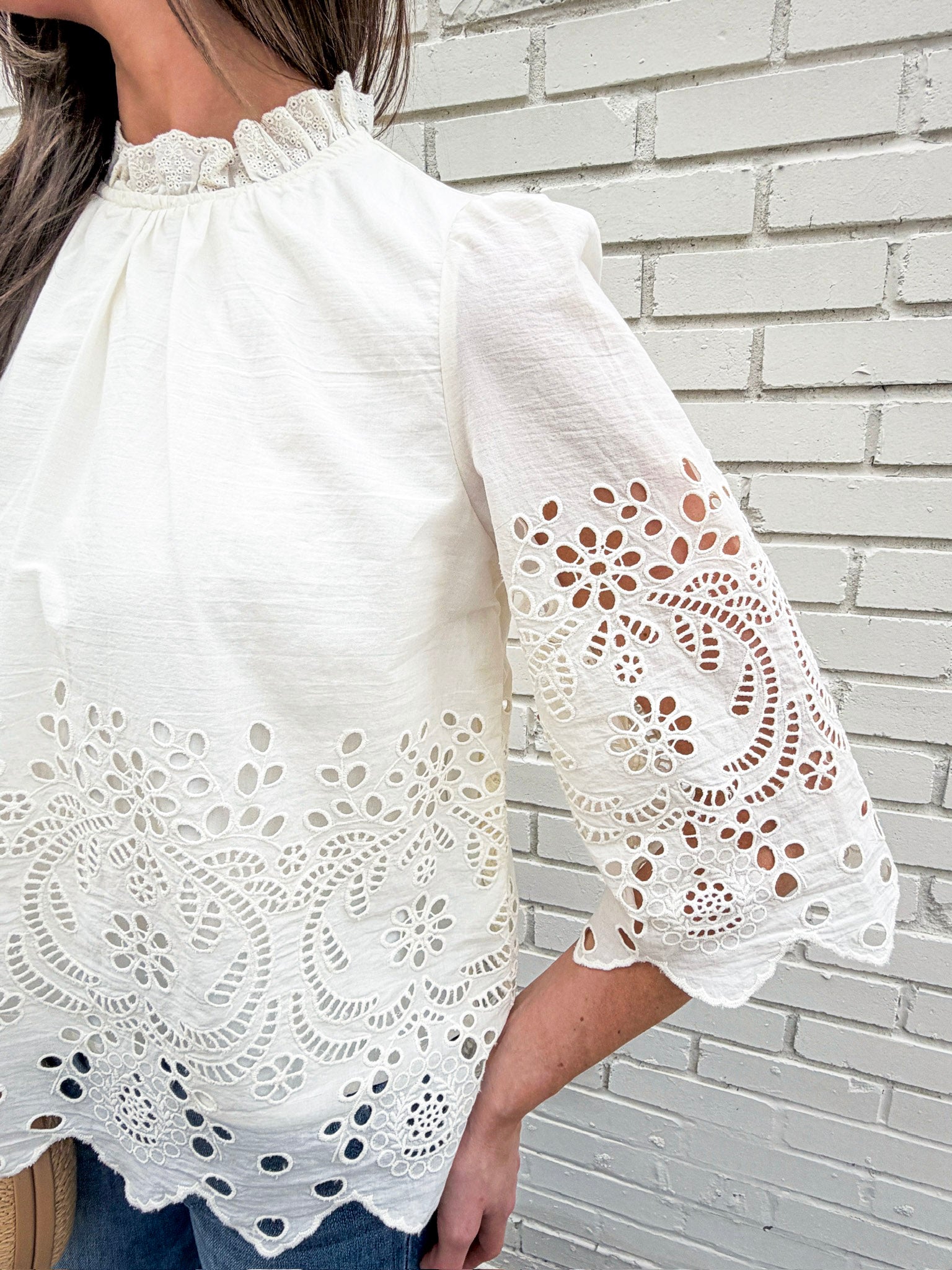 Baby's Breath Floral Eyelet Top