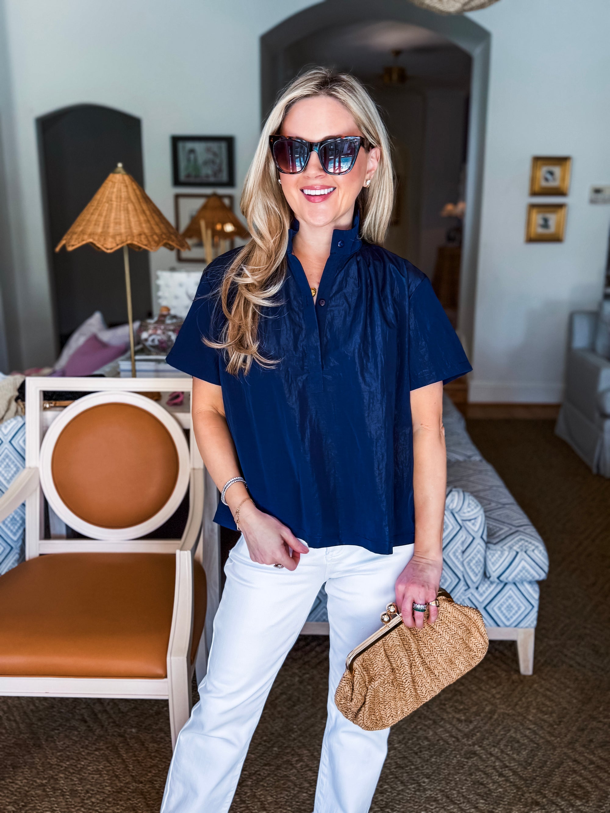 Better Basic Collared Top-Navy