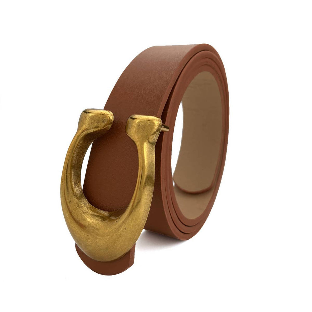 Retro U-Buckle Belt-Brown