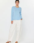 Breezy Stripes Mixed Media Top-Blue