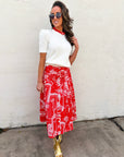 Rope Me In Midi Skirt-Red