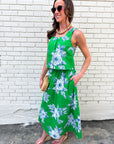 Soft Bloom Midi Skirt-Green
