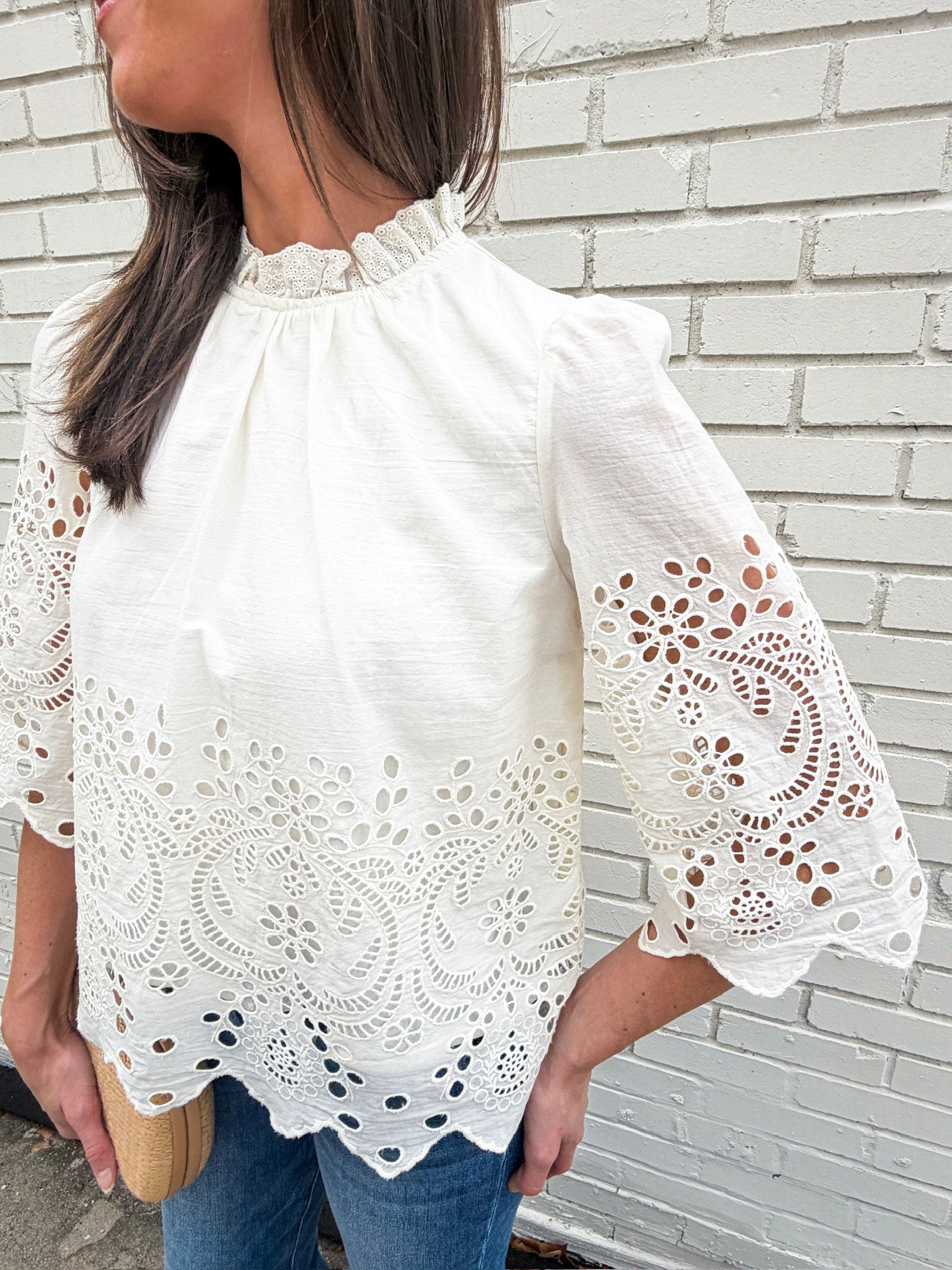 Baby's Breath Floral Eyelet Top