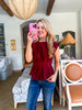 Skyline Chic Pleated Top-Burgundy