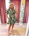 Bellemont Floral Mini Dress-Olive
