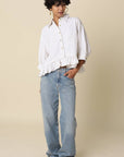 Mattie Striped Ruffle Hem Top-Khaki