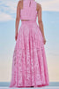 Wrapped in Romance Eyelet Skirt Set-Pink