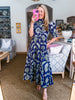 Season of Style Floral Midi Dress-Navy