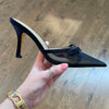 Satin Bow and Mesh Heel- Black