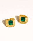 Solenne Square Earrings-Green