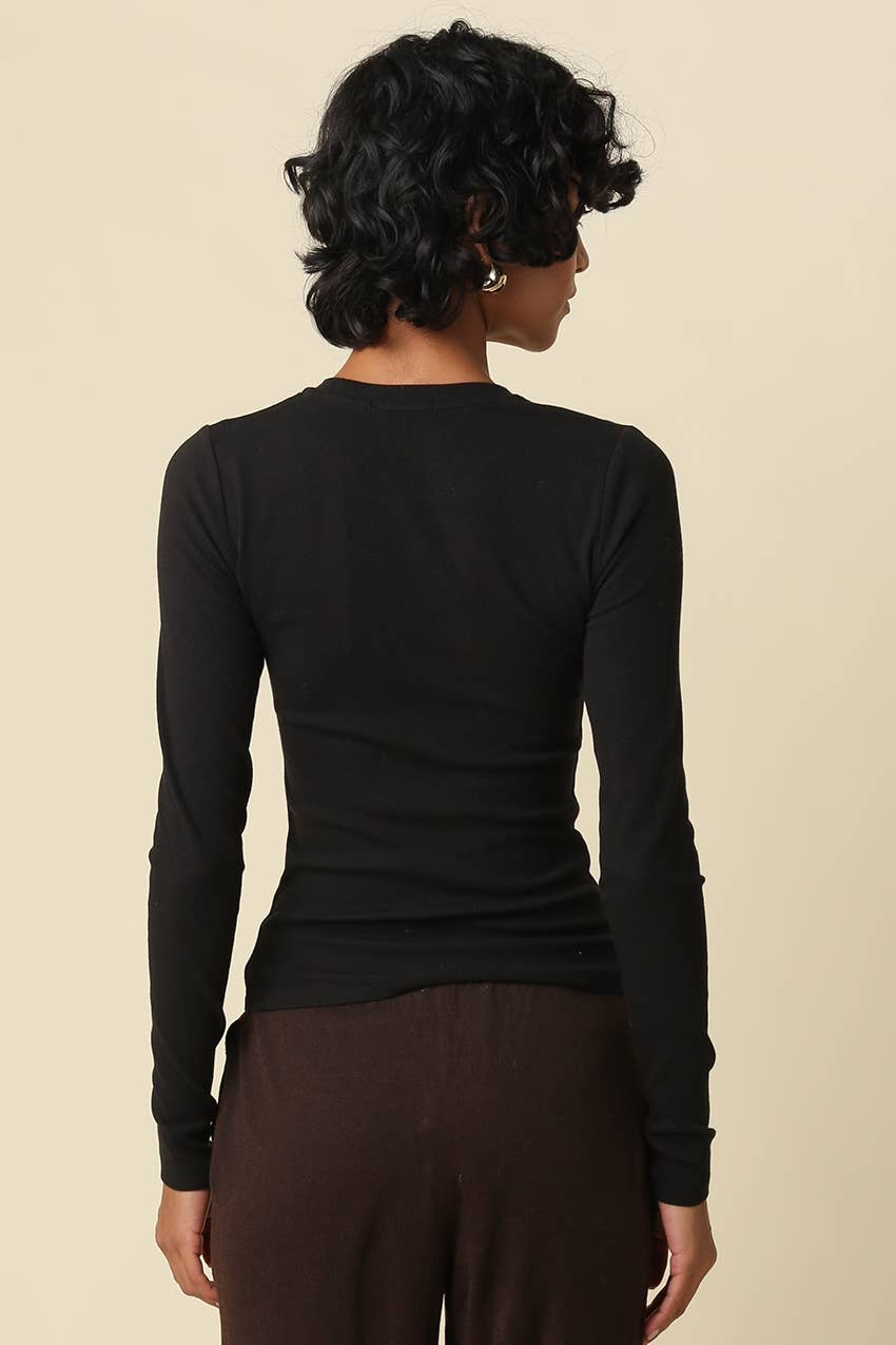 Cool Enough Crew Neck Top-Black